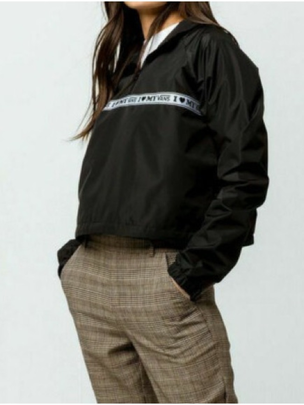 Vans Black Cropped Bomber Jacket with White Logo Tape